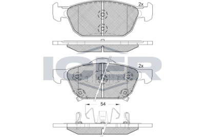 182183 ICER Комплект тормозных колодок, дисковый тормоз