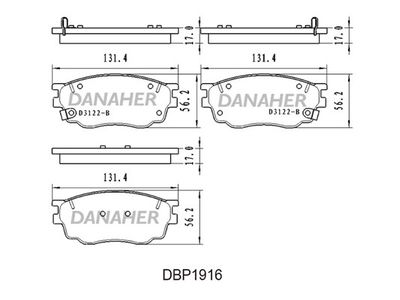 DBP1916 DANAHER Комплект тормозных колодок, дисковый тормоз