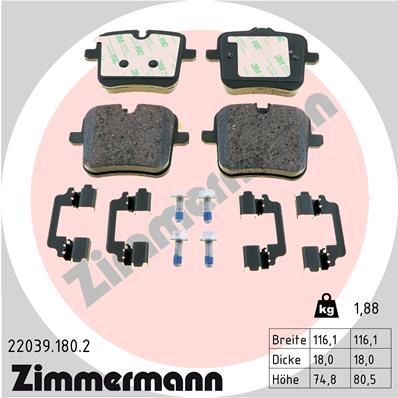 220391802 ZIMMERMANN Комплект тормозных колодок, дисковый тормоз
