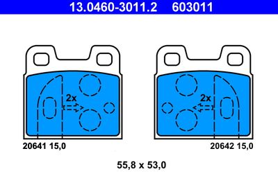 13046030112 ATE Комплект тормозных колодок, дисковый тормоз