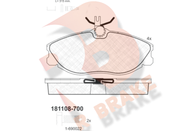 RB1108700 R BRAKE Комплект тормозных колодок, дисковый тормоз