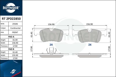 RT2PD22850 ROTINGER Комплект тормозных колодок, дисковый тормоз