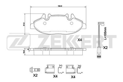 BS1213 ZEKKERT Комплект тормозных колодок, дисковый тормоз