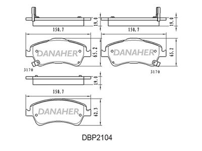 DBP2104 DANAHER Комплект тормозных колодок, дисковый тормоз