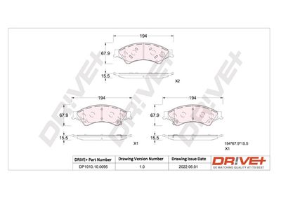 DP1010100095 Dr!ve+ Комплект тормозных колодок, дисковый тормоз