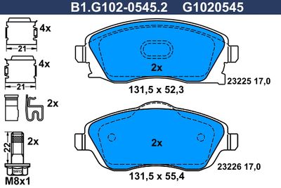 B1G10205452 GALFER Комплект тормозных колодок, дисковый тормоз