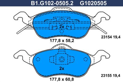 B1G10205052 GALFER Комплект тормозных колодок, дисковый тормоз