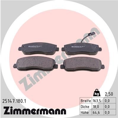 251471801 ZIMMERMANN Комплект тормозных колодок, дисковый тормоз