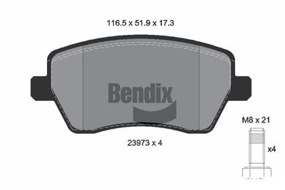 BPD1003 BENDIX Braking Комплект тормозных колодок, дисковый тормоз