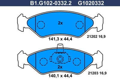 B1G10203322 GALFER Комплект тормозных колодок, дисковый тормоз