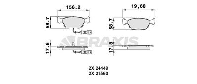 AB0518 BRAXIS Комплект тормозных колодок, дисковый тормоз