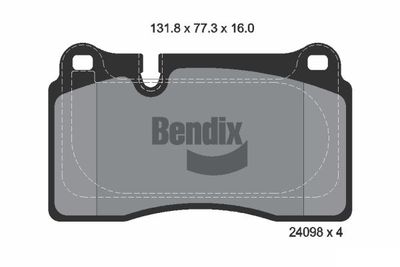 BPD1589 BENDIX Braking Комплект тормозных колодок, дисковый тормоз