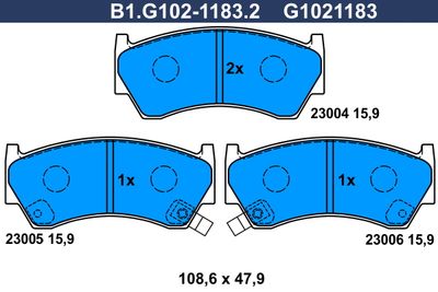 B1G10211832 GALFER Комплект тормозных колодок, дисковый тормоз