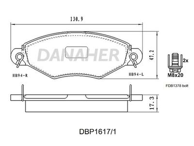 DBP16171 DANAHER Комплект тормозных колодок, дисковый тормоз