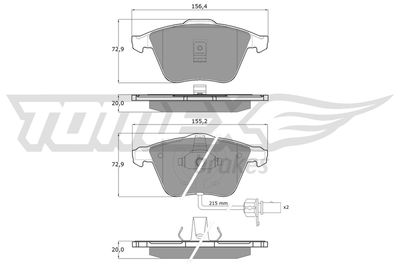 TX1314 TOMEX Brakes Комплект тормозных колодок, дисковый тормоз