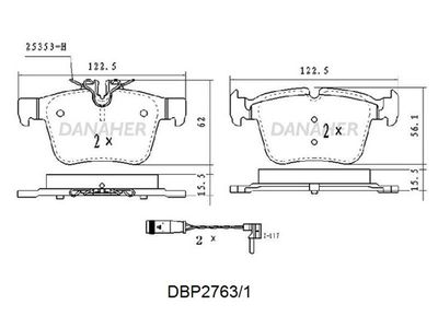 DBP27631 DANAHER Комплект тормозных колодок, дисковый тормоз