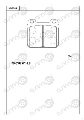 KD7704 ASIMCO Комплект тормозных колодок, дисковый тормоз
