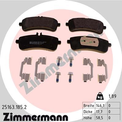 251631852 ZIMMERMANN Комплект тормозных колодок, дисковый тормоз