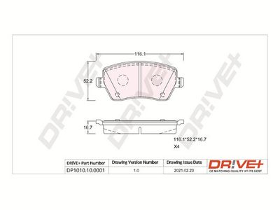 DP1010100001 Dr!ve+ Комплект тормозных колодок, дисковый тормоз