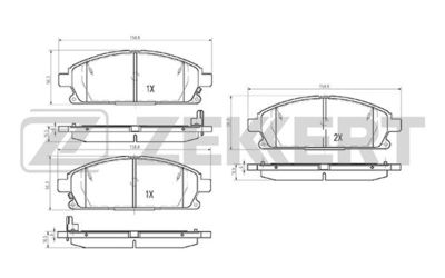 BS2316 ZEKKERT Комплект тормозных колодок, дисковый тормоз