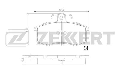 BS1927 ZEKKERT Комплект тормозных колодок, дисковый тормоз