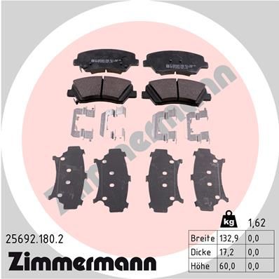 256921802 ZIMMERMANN Комплект тормозных колодок, дисковый тормоз