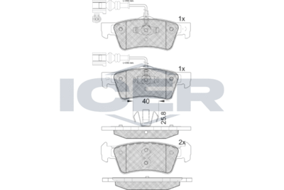 181815203 ICER Комплект тормозных колодок, дисковый тормоз