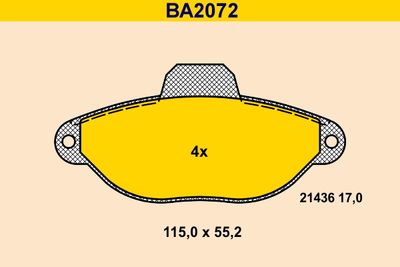 BA2072 BARUM Комплект тормозных колодок, дисковый тормоз