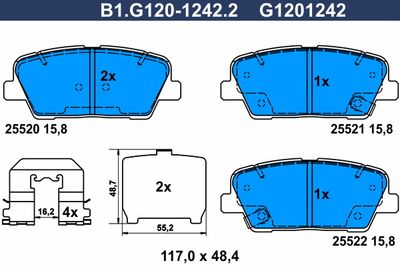 B1G12012422 GALFER Комплект тормозных колодок, дисковый тормоз