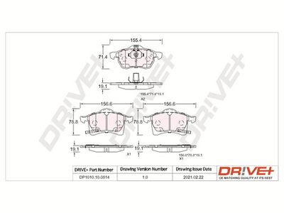 DP1010100814 Dr!ve+ Комплект тормозных колодок, дисковый тормоз