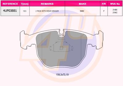 4UP03881 4u Комплект тормозных колодок, дисковый тормоз