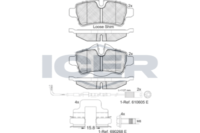 181812067 ICER Комплект тормозных колодок, дисковый тормоз