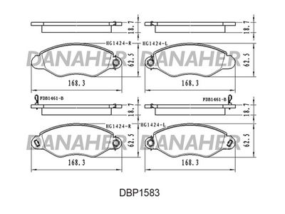 DBP1583 DANAHER Комплект тормозных колодок, дисковый тормоз