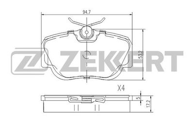 BS2069 ZEKKERT Комплект тормозных колодок, дисковый тормоз