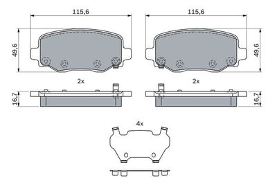 0986424961 BOSCH Комплект тормозных колодок, дисковый тормоз