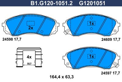 B1G12010512 GALFER Комплект тормозных колодок, дисковый тормоз