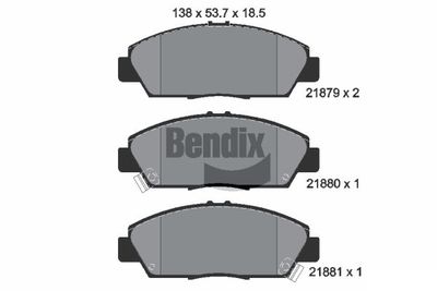 BPD1857 BENDIX Braking Комплект тормозных колодок, дисковый тормоз