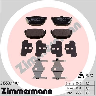 215531401 ZIMMERMANN Комплект тормозных колодок, дисковый тормоз