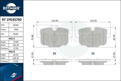 RT1PD35790 ROTINGER Комплект тормозных колодок, дисковый тормоз