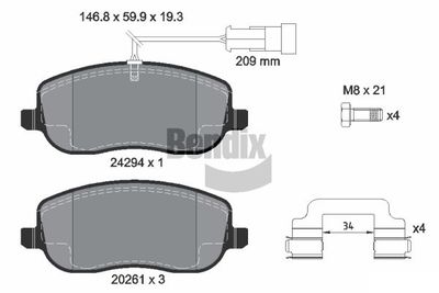 BPD2121 BENDIX Braking Комплект тормозных колодок, дисковый тормоз