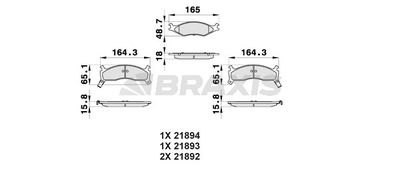 AB0346 BRAXIS Комплект тормозных колодок, дисковый тормоз