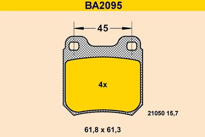 BA2095 BARUM Комплект тормозных колодок, дисковый тормоз