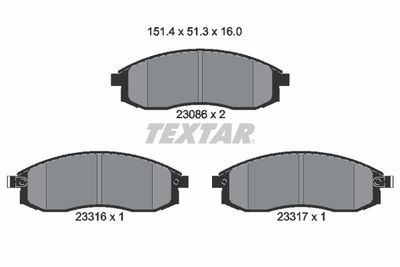 2308602 TEXTAR Комплект тормозных колодок, дисковый тормоз