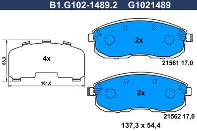B1G10214892 GALFER Комплект тормозных колодок, дисковый тормоз