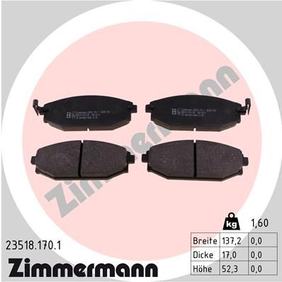 235181701 ZIMMERMANN Комплект тормозных колодок, дисковый тормоз