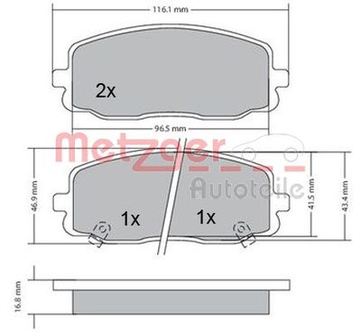 1170108 METZGER Комплект тормозных колодок, дисковый тормоз