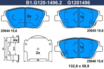 B1G12014962 GALFER Комплект тормозных колодок, дисковый тормоз