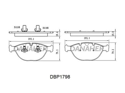 DBP1798 DANAHER Комплект тормозных колодок, дисковый тормоз