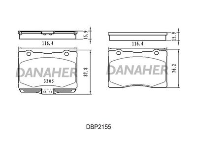 DBP2155 DANAHER Комплект тормозных колодок, дисковый тормоз
