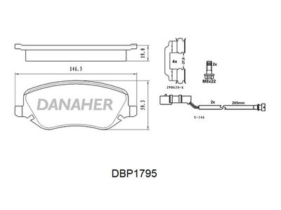 DBP1795 DANAHER Комплект тормозных колодок, дисковый тормоз